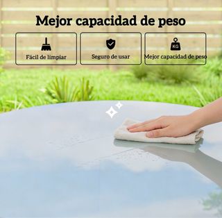 Mesa de jardín redonda cristal y metal