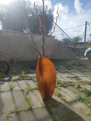 Jarrón Decorativo Naranja y Marrón