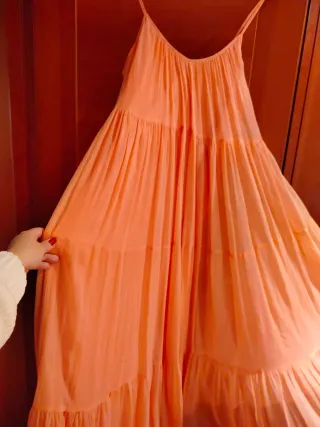 Vestido largo naranja pastel T-46