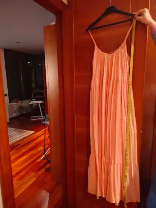 Vestido largo naranja pastel T-46