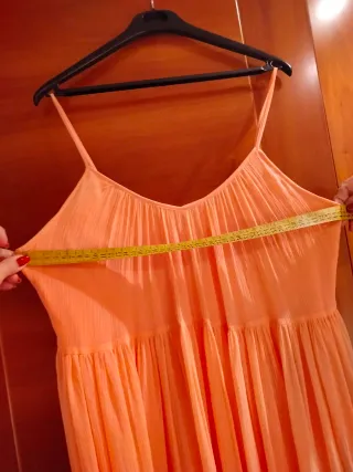 Vestido largo naranja pastel T-46