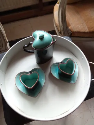 Juego café corazón cerámica