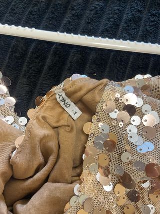 Blusa lentejuelas champán tirantes