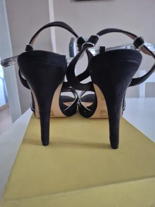 Sandali Mariama tacco donna neri e argento