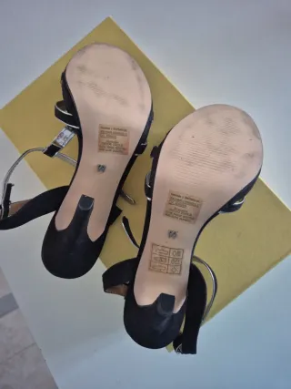 Sandali Mariama tacco donna neri e argento