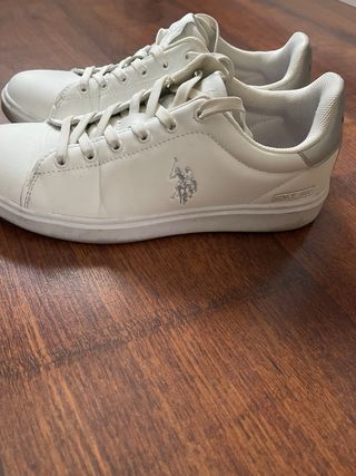 Zapatillas Polo Mujer Blancas y Plateadas