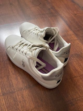 Zapatillas Polo Mujer Blancas y Plateadas