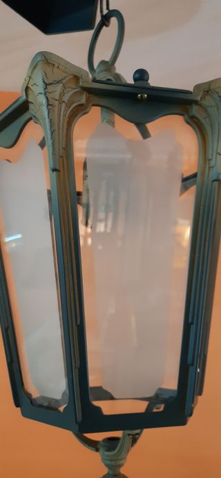 Farol de bronce decorado verde