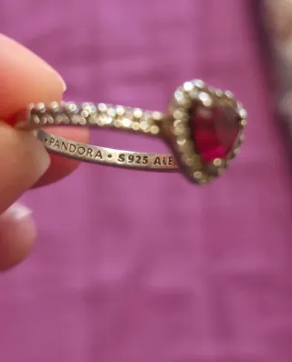 Anillo Pandora Corazón Rojo Talla 52