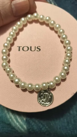 Pulsera Tous Perlas y Virgen Niña Plata Ley