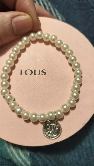 Pulsera Tous Perlas y Virgen Niña Plata Ley