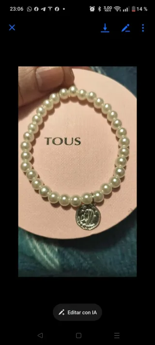Pulsera Tous Perlas y Virgen Niña Plata Ley