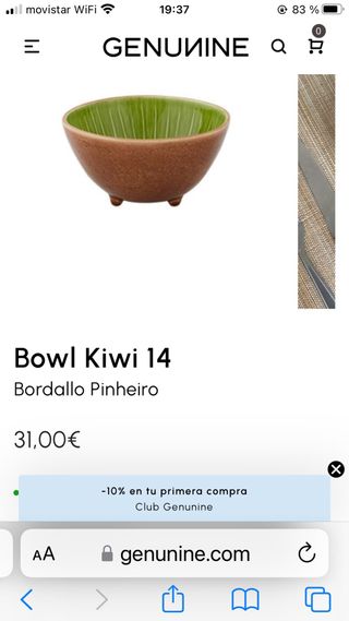 2 Bols Cerámica Bordallo Kiwi Marrón Verde