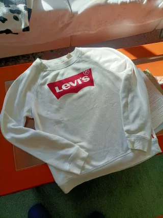 Sudadera Levi's Blanca Logo Rojo