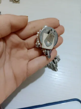 Orecchini argento perle e strass