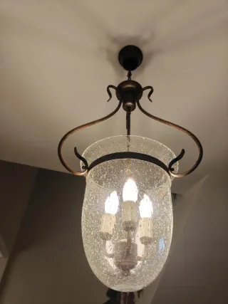 Lámpara de techo hierro y cristal