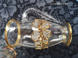 Tetera y 6 vasos tallados plata y cristal