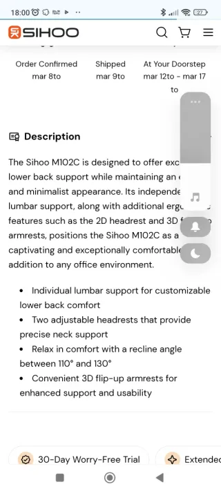 Silla Oficina Ergonómica Sihoo M102C. Nueva.