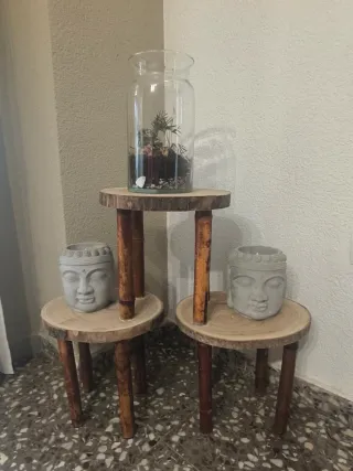 Lámpara de mesa madera y tela