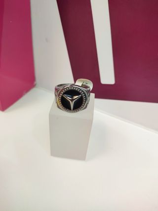 Anillo acero plateado sello mercedes benz T25