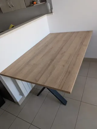 Mesa de comedor moderna madera y metal 160x100cm