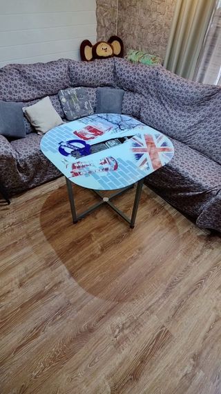 Mesa de comedor cristal y metal