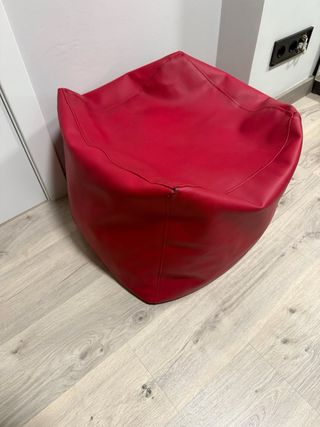 Puf Cubo Piel Sintética Rojo