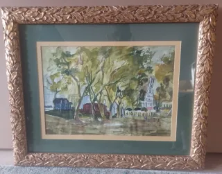 Cuadro Parque París Marco Dorado