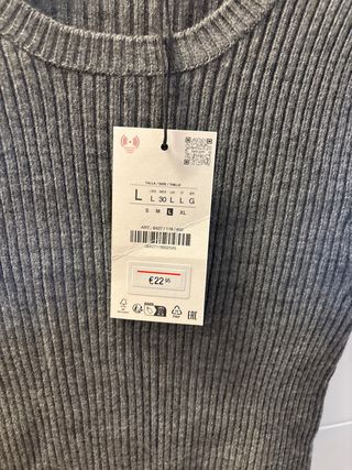 Jersey Zara gris con lazos en manga Talla L
