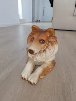 Figura cerámica Border Collie tumbado vintage