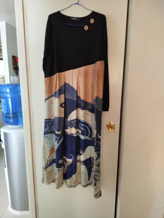 Vestido largo Tessuto negro multicolor