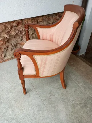 Butaca vintage madera y tela