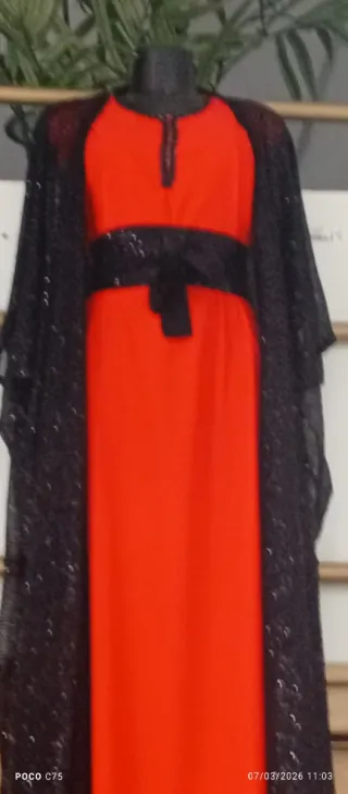Vestido Dubai Negro y Rojo Talla Única