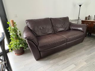 Sofá de piel marrón