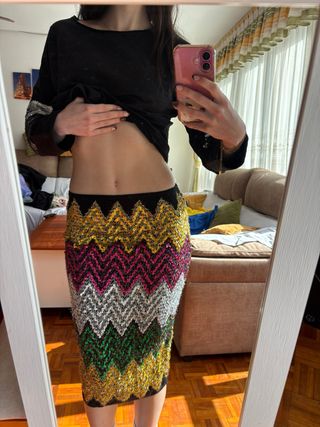 Falda de lentejuelas zig-zag