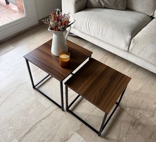 Mesas de centro apilables madera y metal