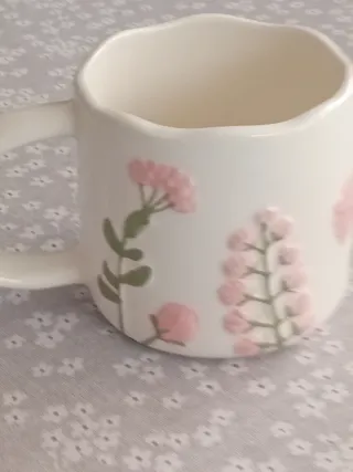 Taza XL cerámica floral rosa