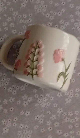 Taza XL cerámica floral rosa