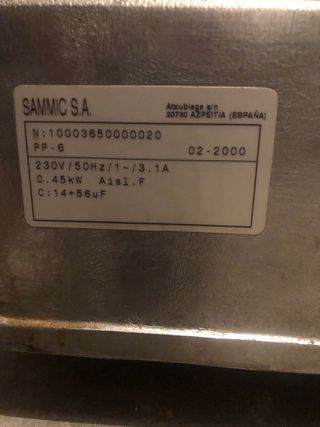 Peladora de patatas sammic pp-6 (Monofásica)