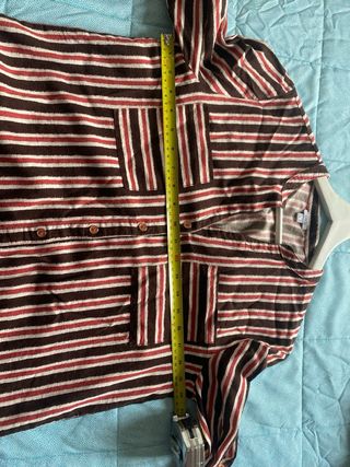 Camicia OVS misto lino righe marrone e rosse