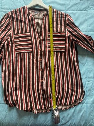 Camicia OVS misto lino righe marrone e rosse