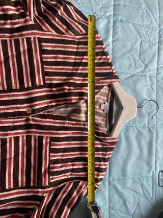 Camicia OVS misto lino righe marrone e rosse