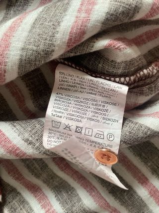 Camicia OVS misto lino righe marrone e rosse