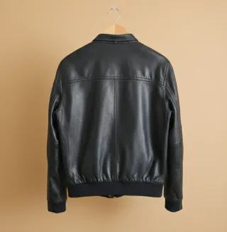 Corty Bennett Bomber Piel Auténtica – Negro M