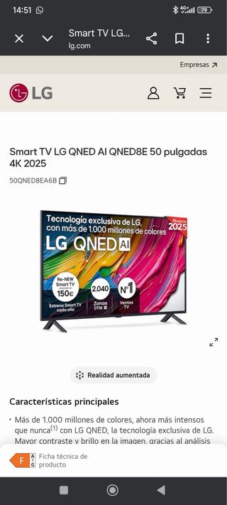 Smart LG Qned 50 Sin Abrir + Garantía
