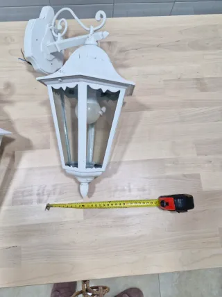 Farolillos Exterior Metal Blanco y Cristal