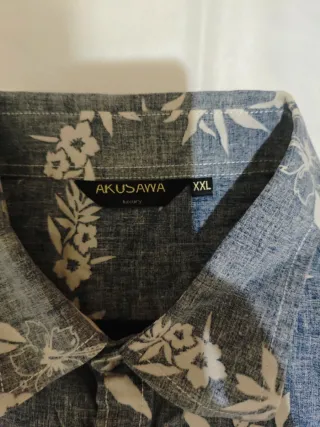 Camisa floral hombre azul y blanco