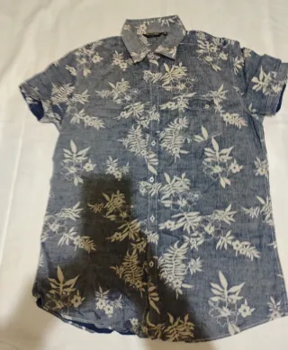 Camisa floral hombre azul y blanco