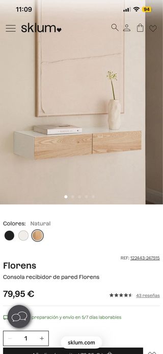 Consola recibidor madera y blanco