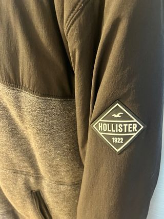 Chaqueta Hollister Negra y Gris con Capucha